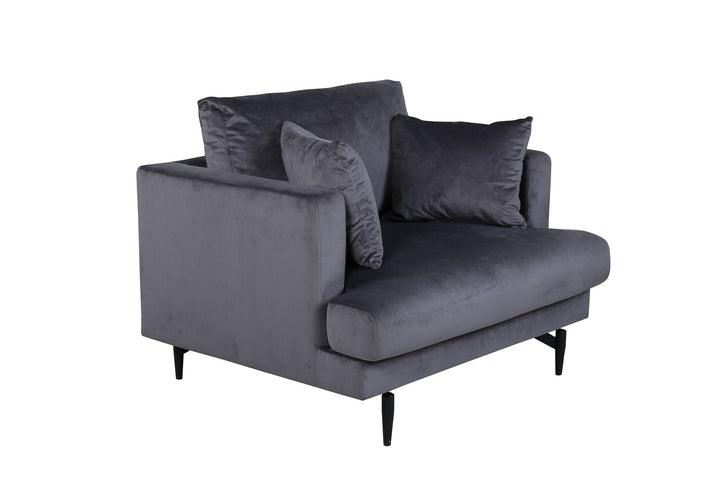 Venture Home Sofia Single Sofa - Black / Dark Grey Velvet