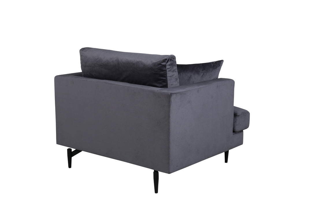 Venture Home Sofia Single Sofa - Black / Dark Grey Velvet