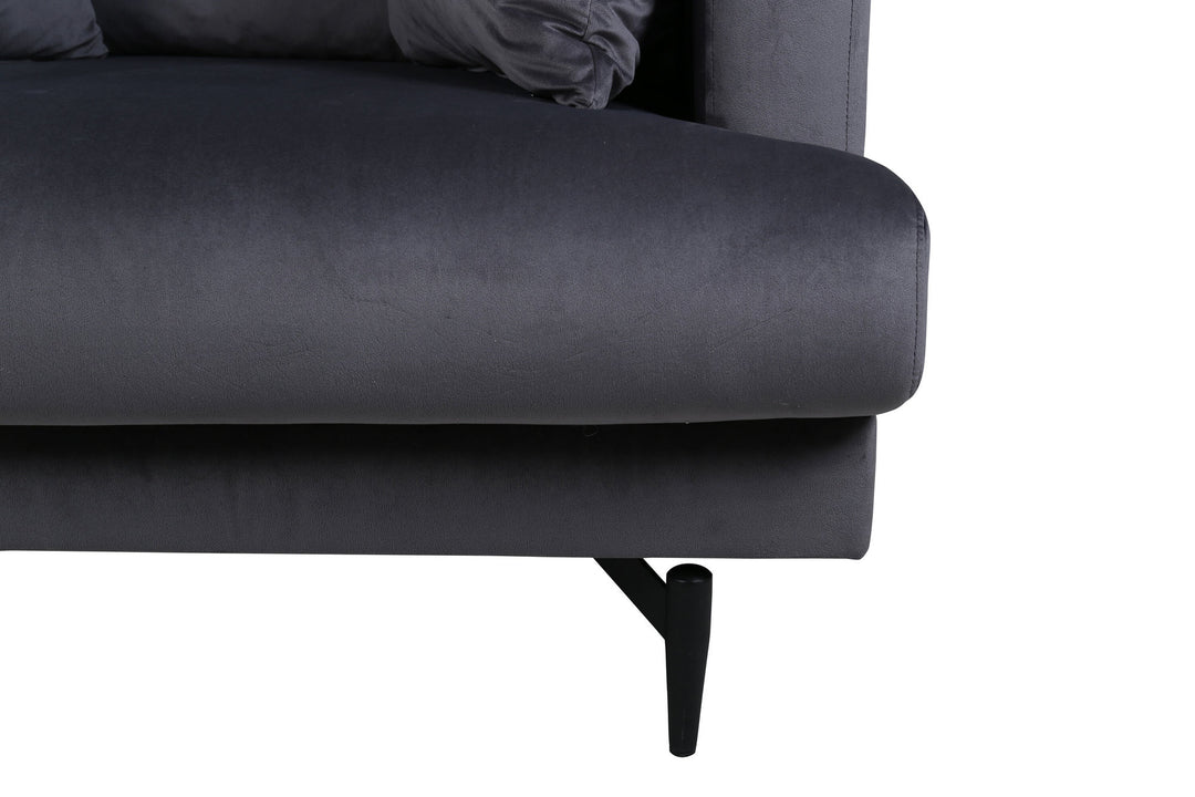 Venture Home Sofia Single Sofa - Black / Dark Grey Velvet