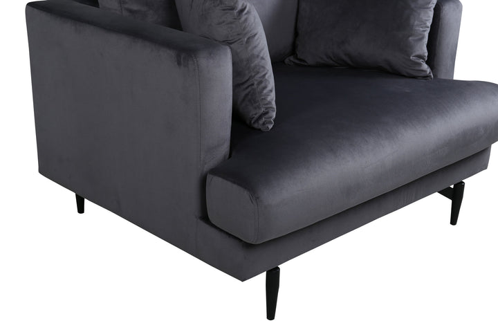 Venture Home Sofia Single Sofa - Black / Dark Grey Velvet