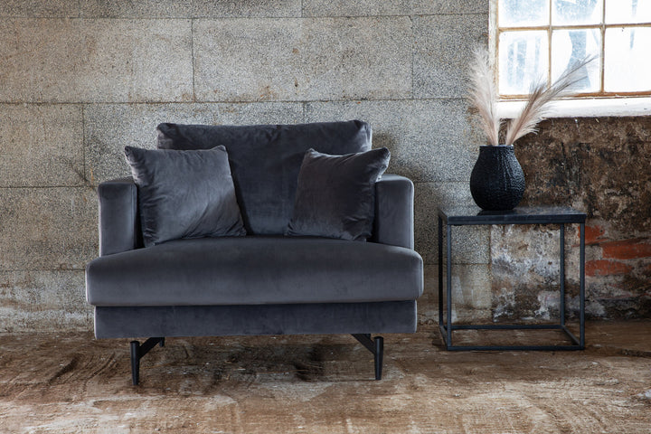 Venture Home Sofia Single Sofa - Black / Dark Grey Velvet