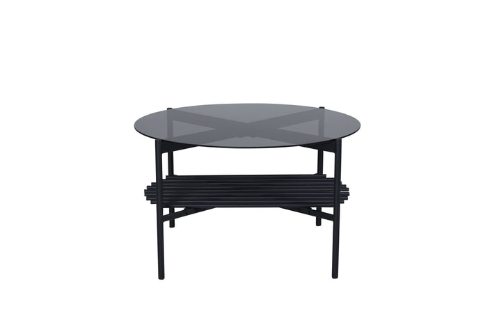 Venture Home Von Staf Round Sofa Table - black / Black Smoked Glass