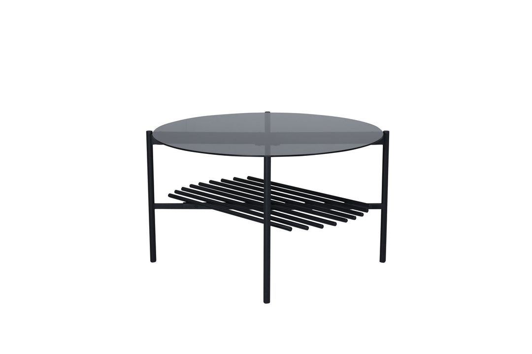Venture Home Von Staf Round Sofa Table - black / Black Smoked Glass
