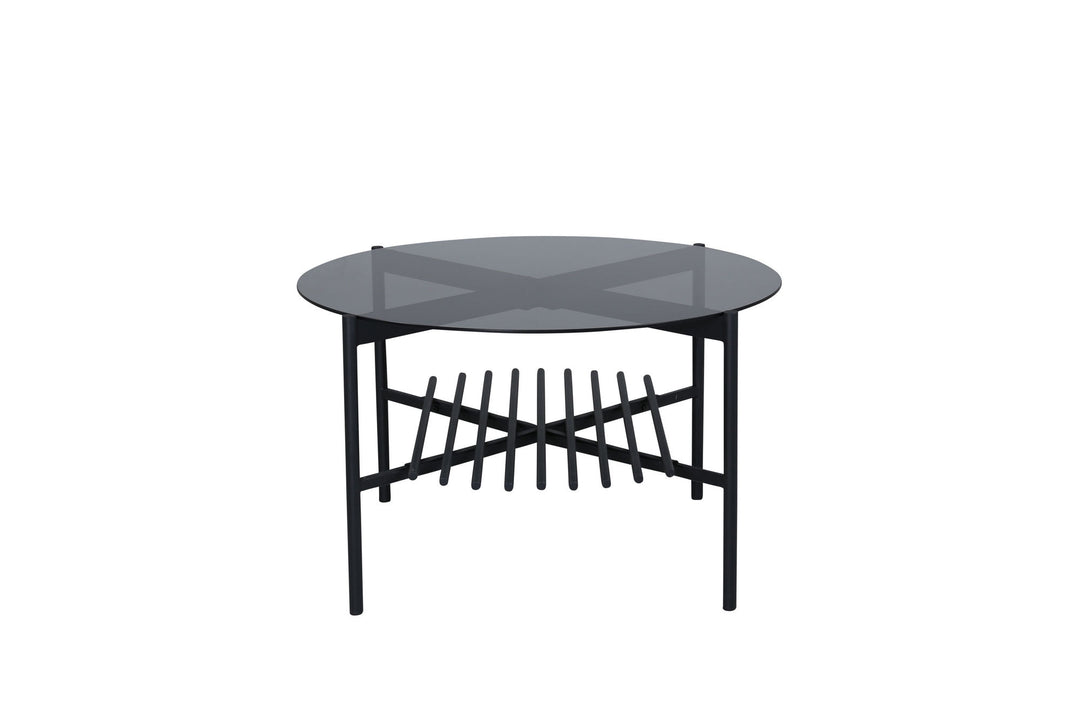 Venture Home Von Staf Round Sofa Table - black / Black Smoked Glass