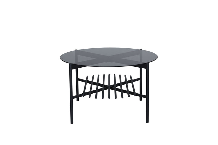 Venture Home Von Staf Round Sofa Table - black / Black Smoked Glass