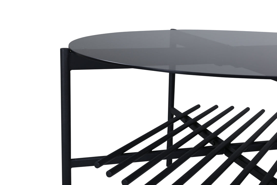 Venture Home Von Staf Round Sofa Table - black / Black Smoked Glass