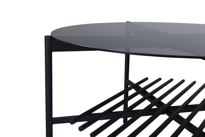 Venture Home Von Staf Round Sofa Table - black / Black Smoked Glass