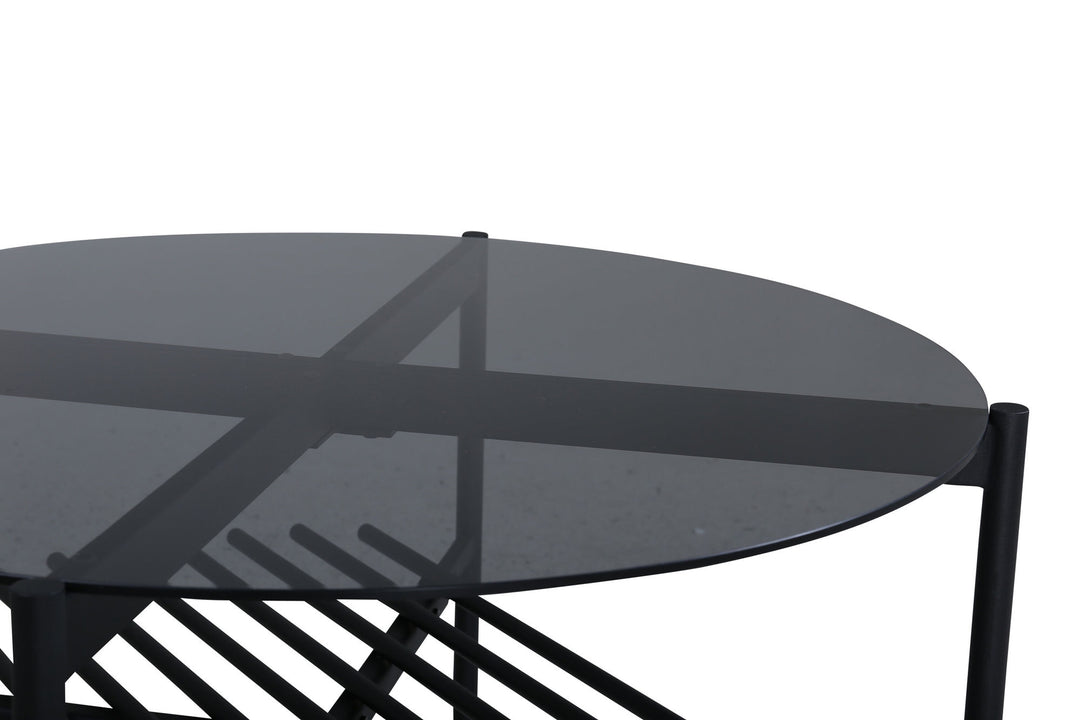 Venture Home Von Staf Round Sofa Table - black / Black Smoked Glass