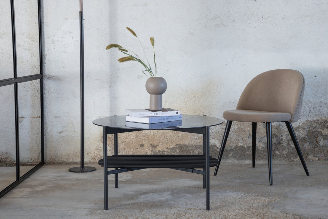 Venture Home Von Staf Round Sofa Table - black / Black Smoked Glass