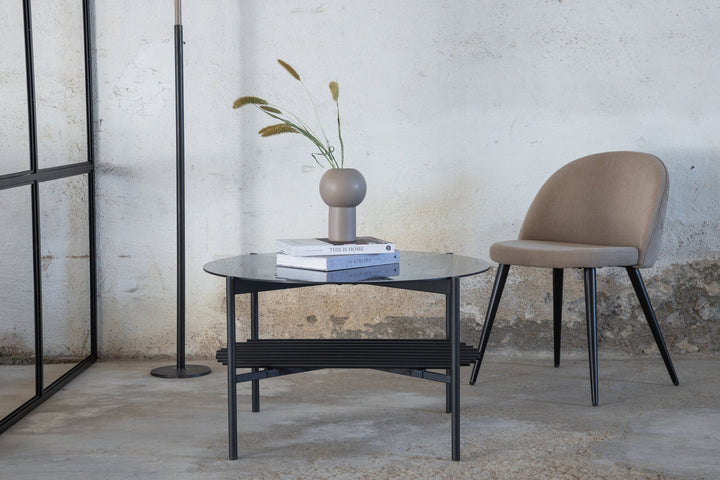 Venture Home Von Staf Round Sofa Table - black / Black Smoked Glass