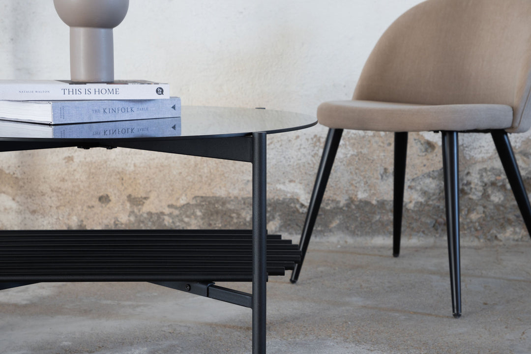 Venture Home Von Staf Round Sofa Table - black / Black Smoked Glass