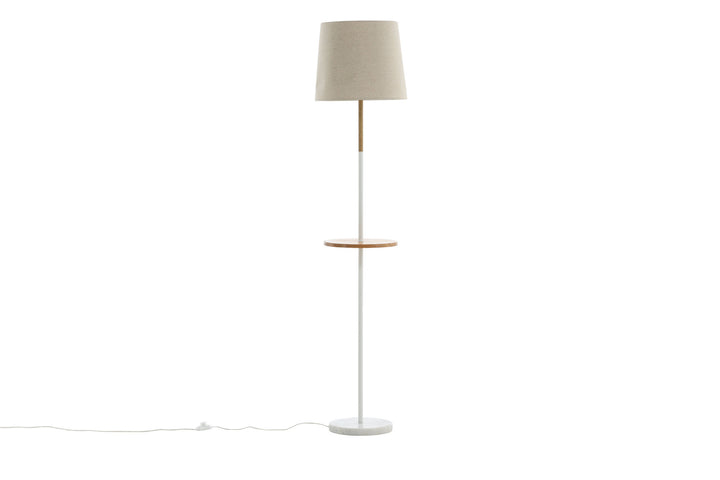 Venture Home Hattman -Floor Lamp - White / Wood / Marble /Linen