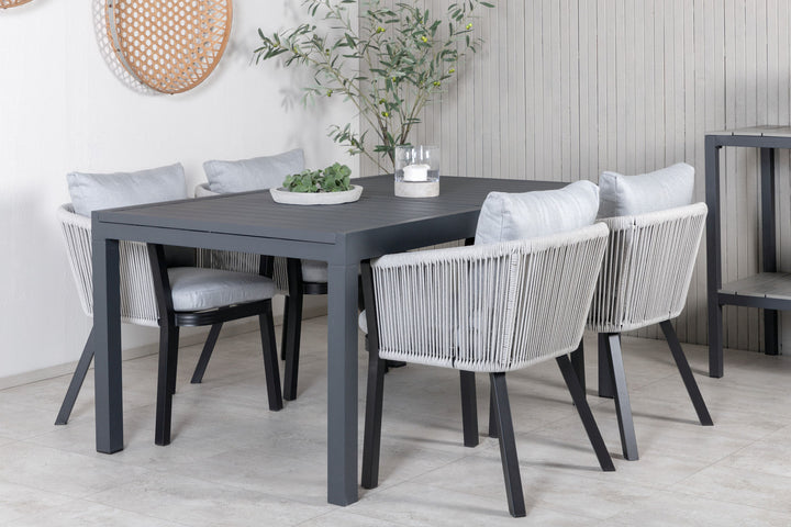Venture Home Marbella Table 160/240 - Black/Black+Virya Dining Chair - BLACK Alu / Grey cushion _4