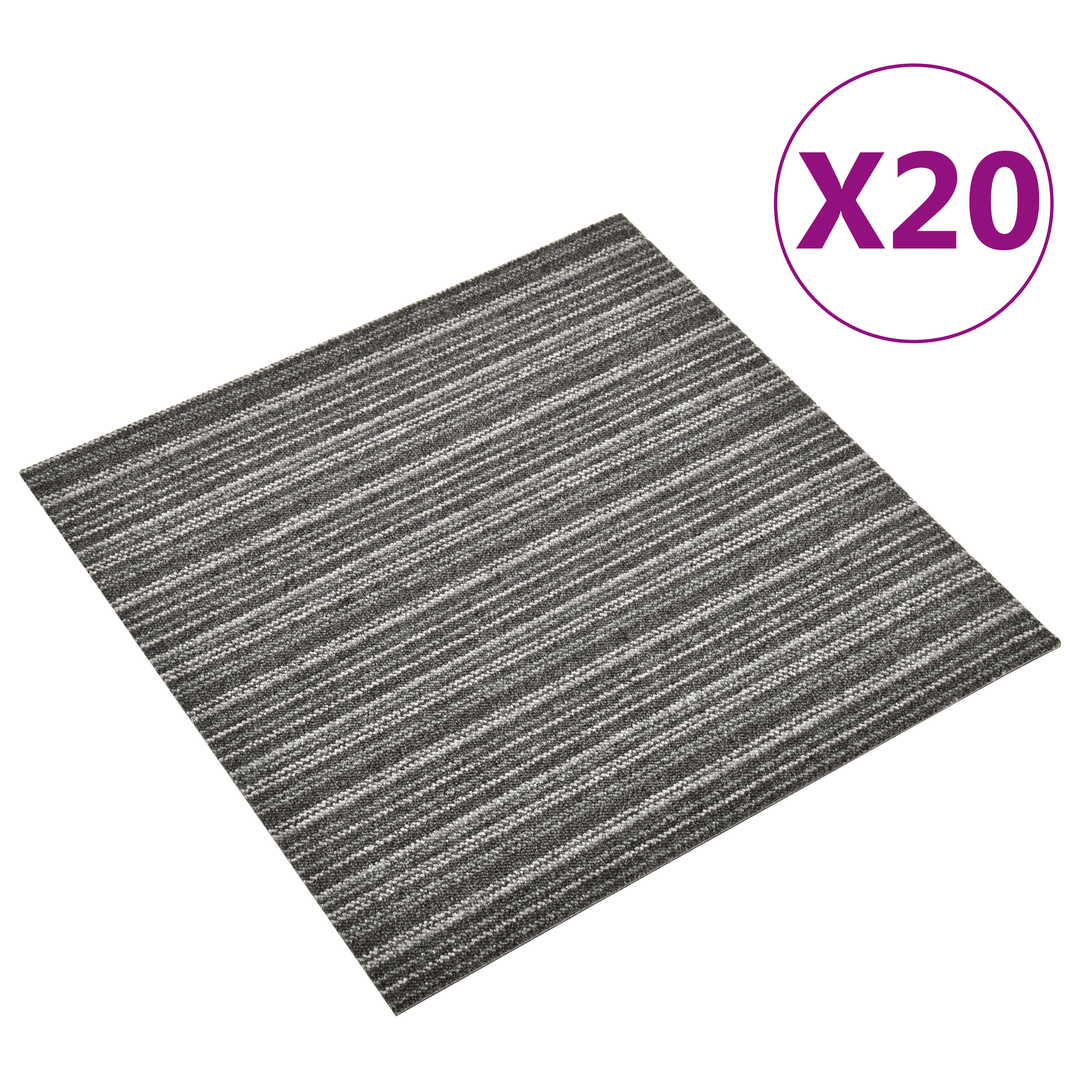 Tæppe 20 pcs Stribet antracit 50 x 50 cm 100% Polypropylen