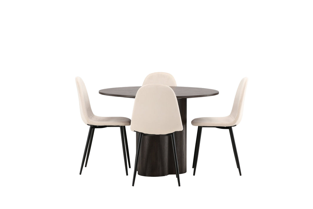 Venture Home OliviaDiningTable-Mocca/MoccaVeneer+PolarDiningChair-Blacklegs/BeigeVelvet_4