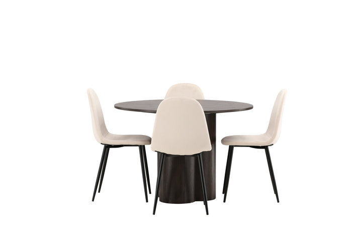 Venture Home OliviaDiningTable-Mocca/MoccaVeneer+PolarDiningChair-Blacklegs/BeigeVelvet_4