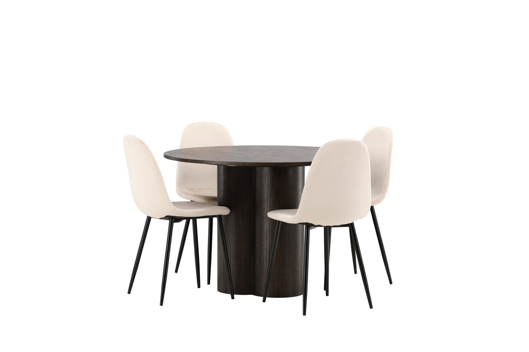 Venture Home OliviaDiningTable-Mocca/MoccaVeneer+PolarDiningChair-Blacklegs/BeigeVelvet_4