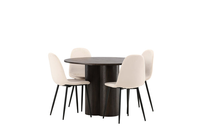 Venture Home OliviaDiningTable-Mocca/MoccaVeneer+PolarDiningChair-Blacklegs/BeigeVelvet_4