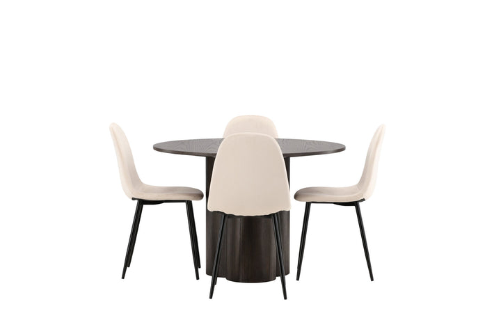 Venture Home OliviaDiningTable-Mocca/MoccaVeneer+PolarDiningChair-Blacklegs/BeigeVelvet_4