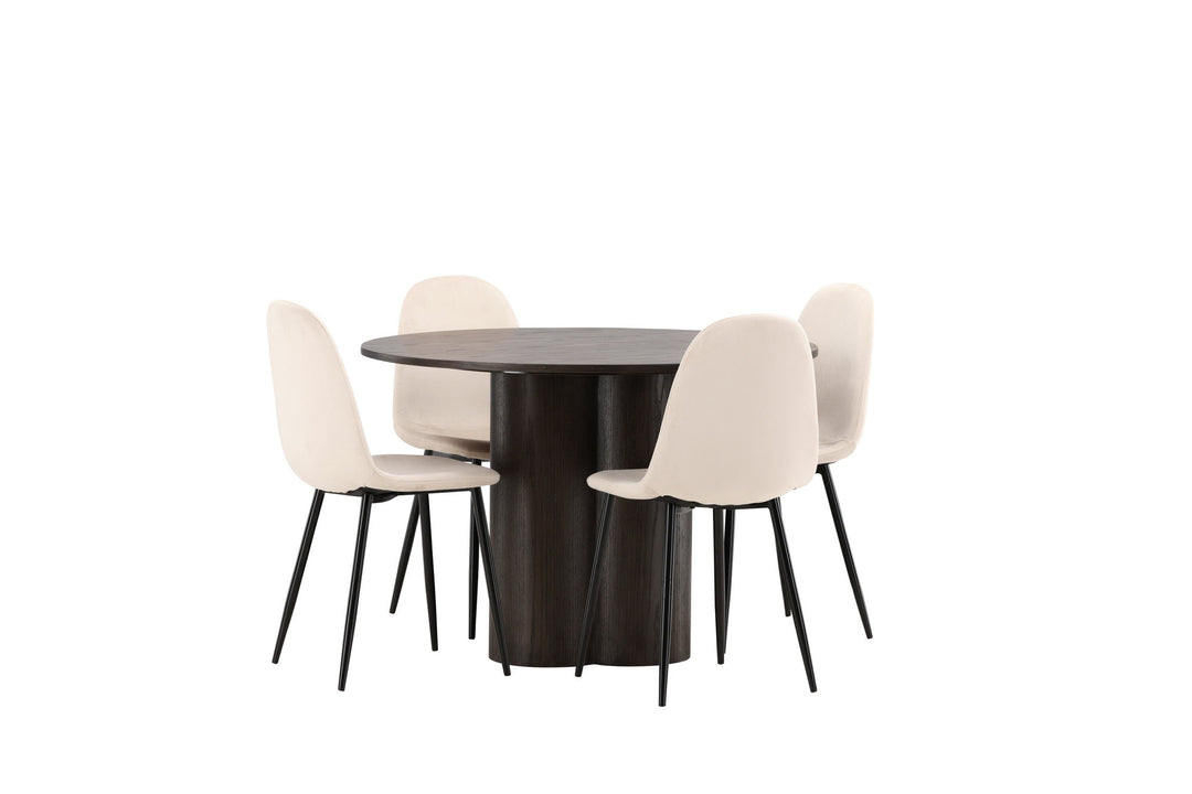 Venture Home OliviaDiningTable-Mocca/MoccaVeneer+PolarDiningChair-Blacklegs/BeigeVelvet_4