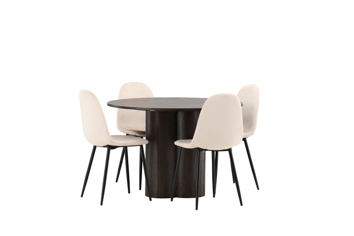 Venture Home OliviaDiningTable-Mocca/MoccaVeneer+PolarDiningChair-Blacklegs/BeigeVelvet_4