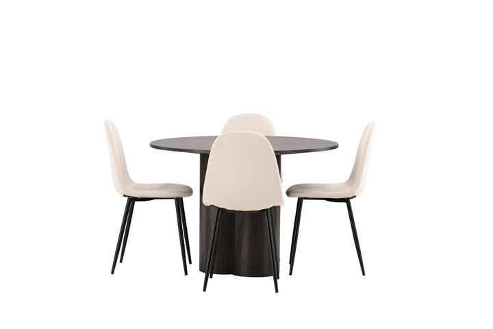 Venture Home OliviaDiningTable-Mocca/MoccaVeneer+PolarDiningChair-Blacklegs/BeigeVelvet_4