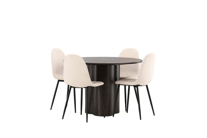 Venture Home OliviaDiningTable-Mocca/MoccaVeneer+PolarDiningChair-Blacklegs/BeigeVelvet_4