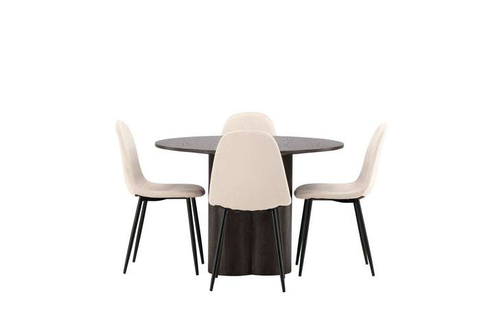Venture Home OliviaDiningTable-Mocca/MoccaVeneer+PolarDiningChair-Blacklegs/BeigeVelvet_4