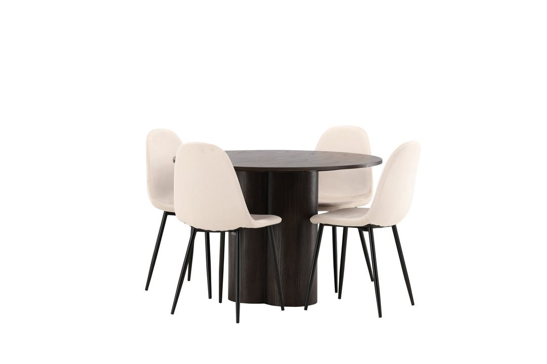 Venture Home OliviaDiningTable-Mocca/MoccaVeneer+PolarDiningChair-Blacklegs/BeigeVelvet_4