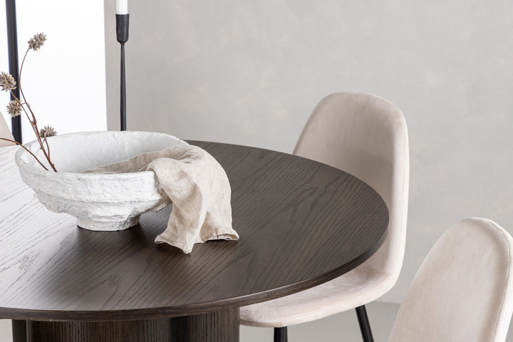 Venture Home OliviaDiningTable-Mocca/MoccaVeneer+PolarDiningChair-Blacklegs/BeigeVelvet_4