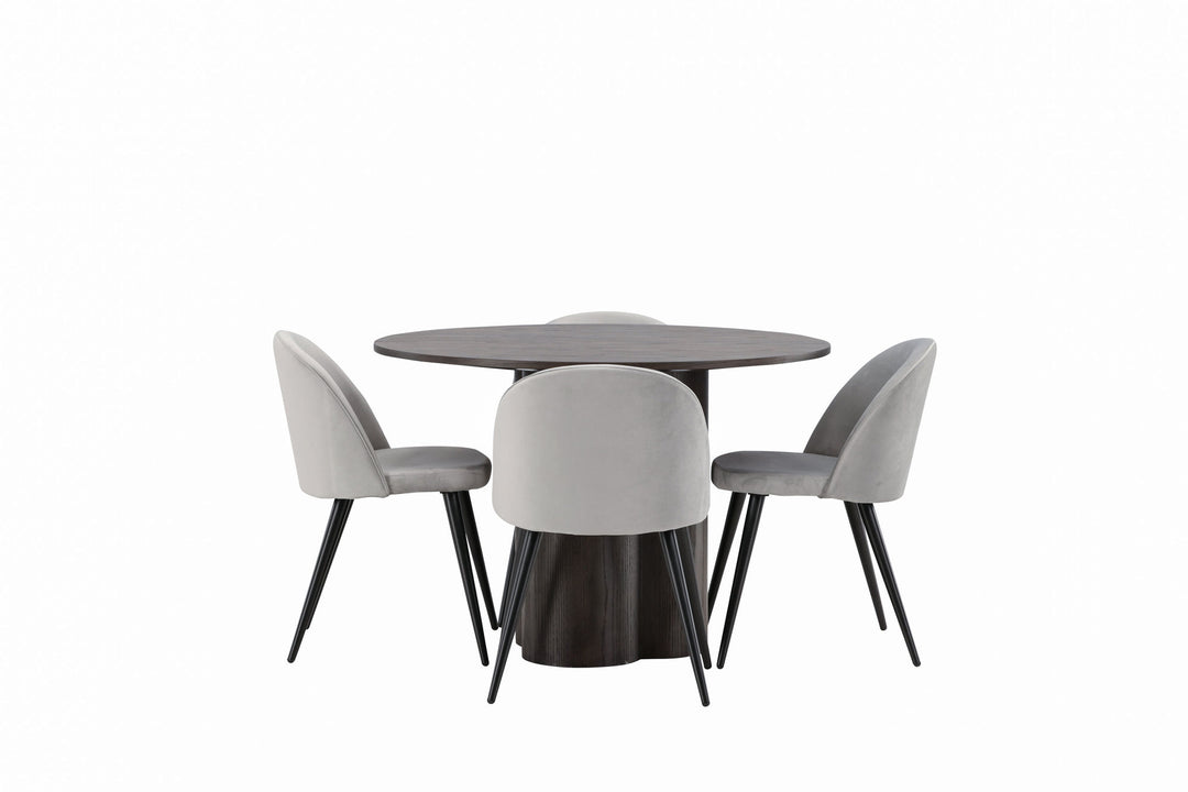 Venture Home OliviaDiningTable-Mocca/MoccaVeneer+VelvetDiningChair-LightGrey/Black_4