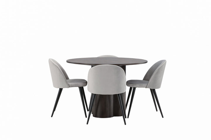 Venture Home OliviaDiningTable-Mocca/MoccaVeneer+VelvetDiningChair-LightGrey/Black_4
