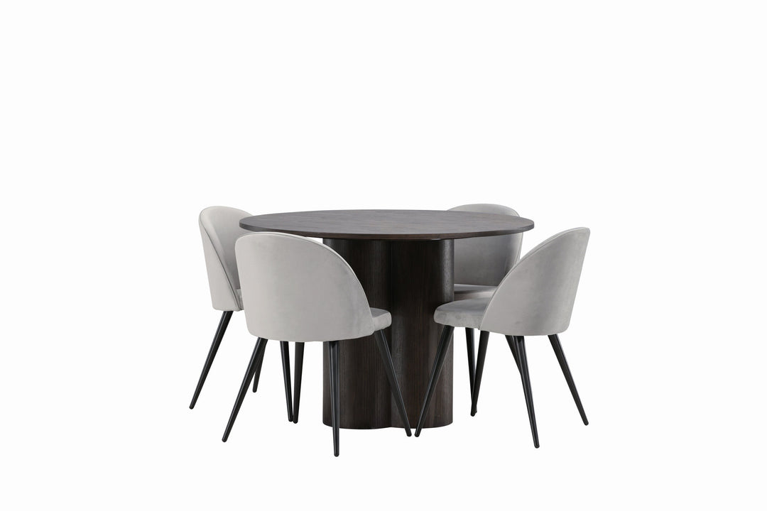Venture Home OliviaDiningTable-Mocca/MoccaVeneer+VelvetDiningChair-LightGrey/Black_4