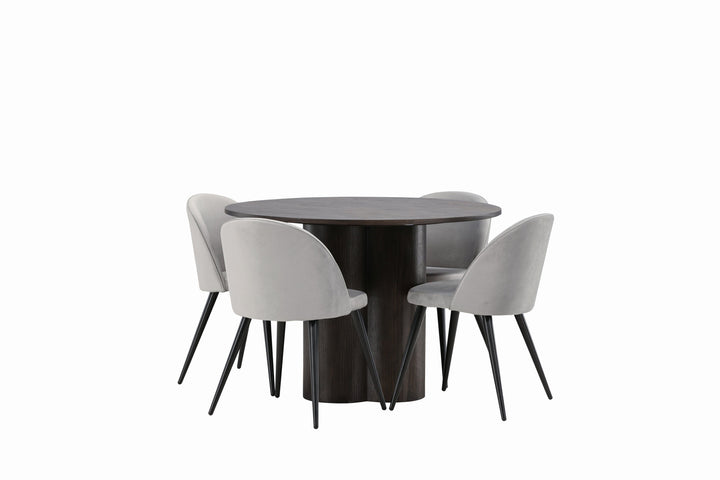 Venture Home OliviaDiningTable-Mocca/MoccaVeneer+VelvetDiningChair-LightGrey/Black_4