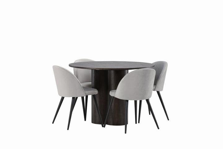 Venture Home OliviaDiningTable-Mocca/MoccaVeneer+VelvetDiningChair-LightGrey/Black_4