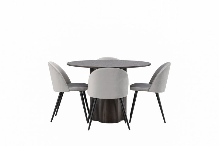 Venture Home OliviaDiningTable-Mocca/MoccaVeneer+VelvetDiningChair-LightGrey/Black_4