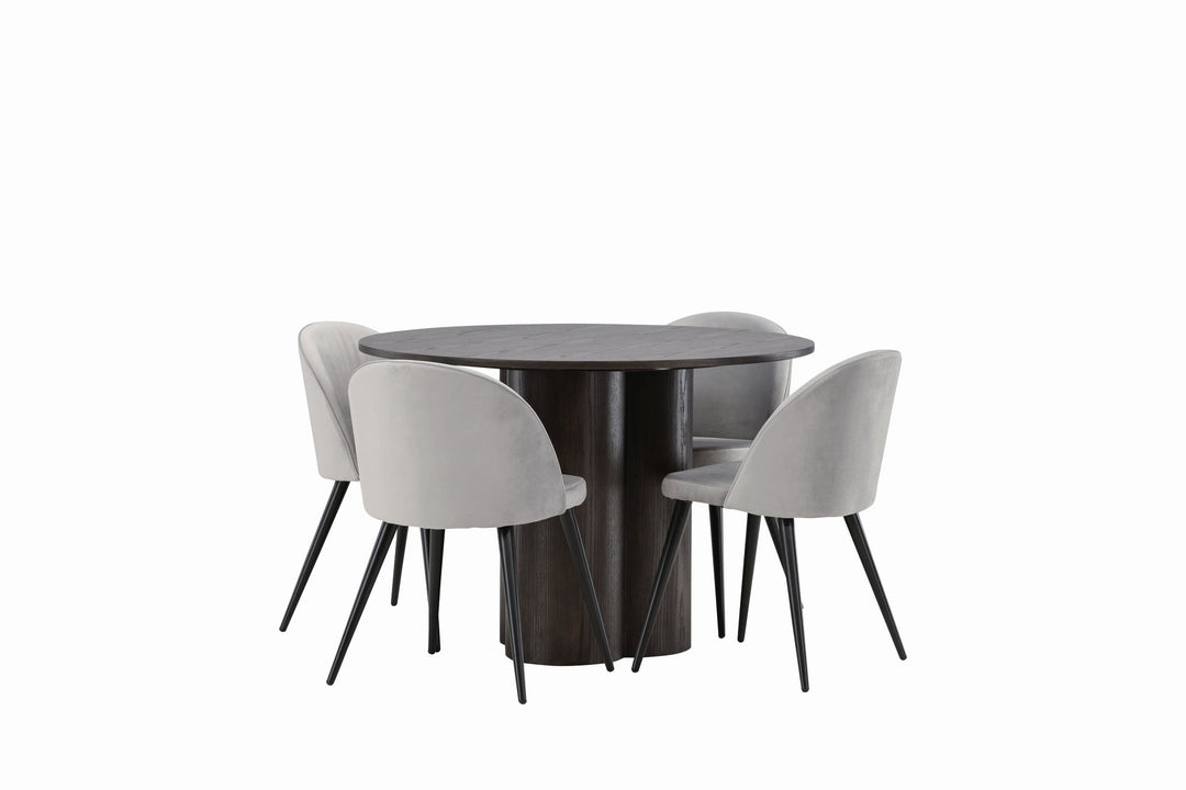 Venture Home OliviaDiningTable-Mocca/MoccaVeneer+VelvetDiningChair-LightGrey/Black_4