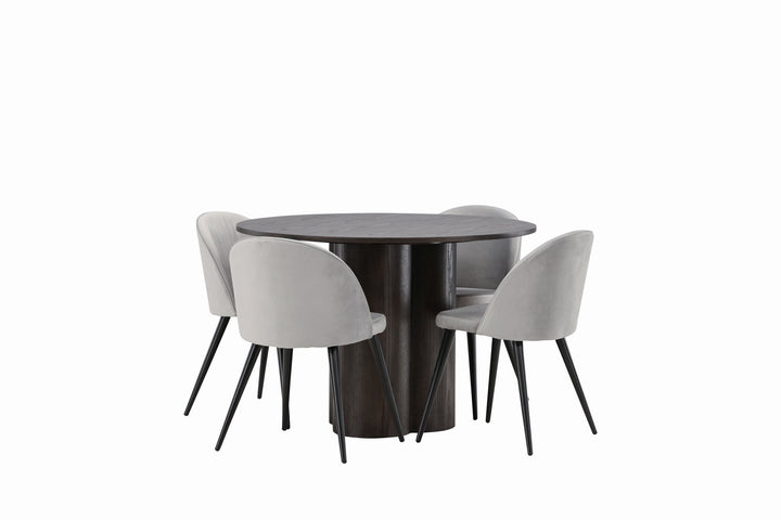 Venture Home OliviaDiningTable-Mocca/MoccaVeneer+VelvetDiningChair-LightGrey/Black_4