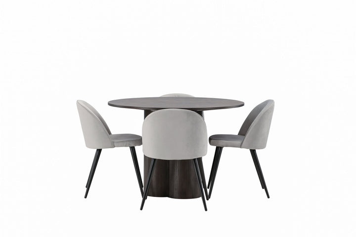 Venture Home OliviaDiningTable-Mocca/MoccaVeneer+VelvetDiningChair-LightGrey/Black_4