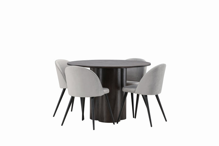 Venture Home OliviaDiningTable-Mocca/MoccaVeneer+VelvetDiningChair-LightGrey/Black_4