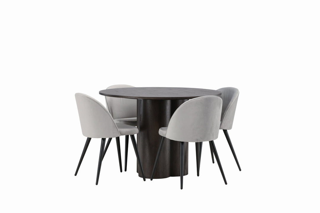 Venture Home OliviaDiningTable-Mocca/MoccaVeneer+VelvetDiningChair-LightGrey/Black_4