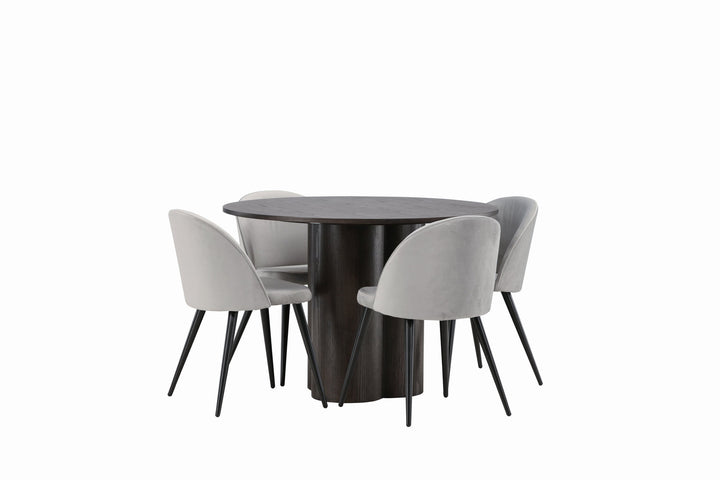 Venture Home OliviaDiningTable-Mocca/MoccaVeneer+VelvetDiningChair-LightGrey/Black_4