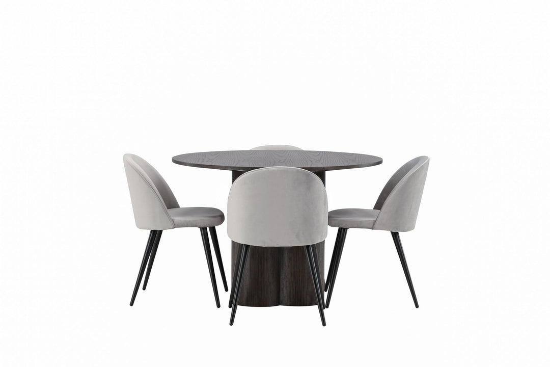 Venture Home OliviaDiningTable-Mocca/MoccaVeneer+VelvetDiningChair-LightGrey/Black_4