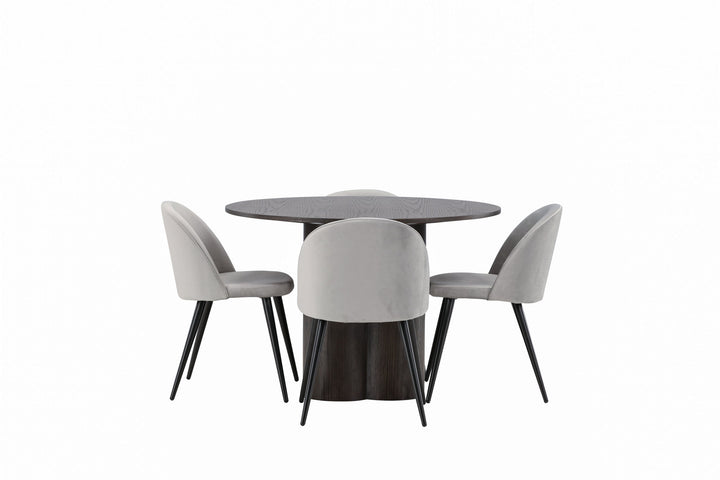 Venture Home OliviaDiningTable-Mocca/MoccaVeneer+VelvetDiningChair-LightGrey/Black_4