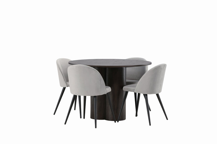 Venture Home OliviaDiningTable-Mocca/MoccaVeneer+VelvetDiningChair-LightGrey/Black_4