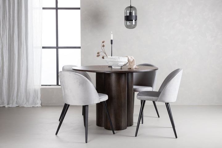 Venture Home OliviaDiningTable-Mocca/MoccaVeneer+VelvetDiningChair-LightGrey/Black_4