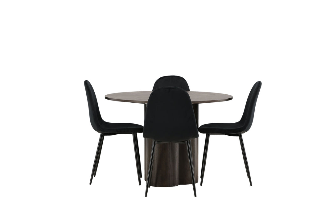 Venture Home OliviaDiningTable-Mocca/MoccaVeneer+PolarDiningChair-Blacklegs/BlackVelvet_4