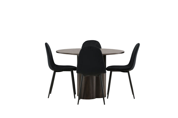 Venture Home OliviaDiningTable-Mocca/MoccaVeneer+PolarDiningChair-Blacklegs/BlackVelvet_4