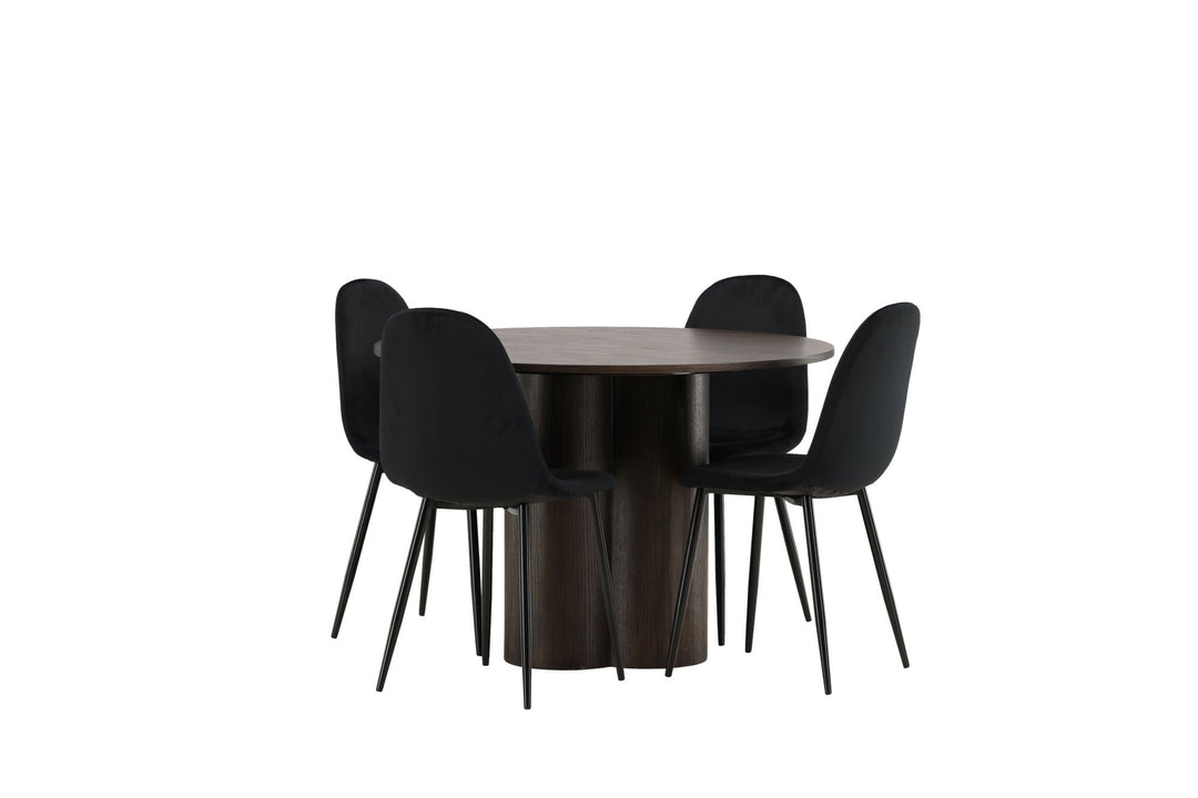 Venture Home OliviaDiningTable-Mocca/MoccaVeneer+PolarDiningChair-Blacklegs/BlackVelvet_4