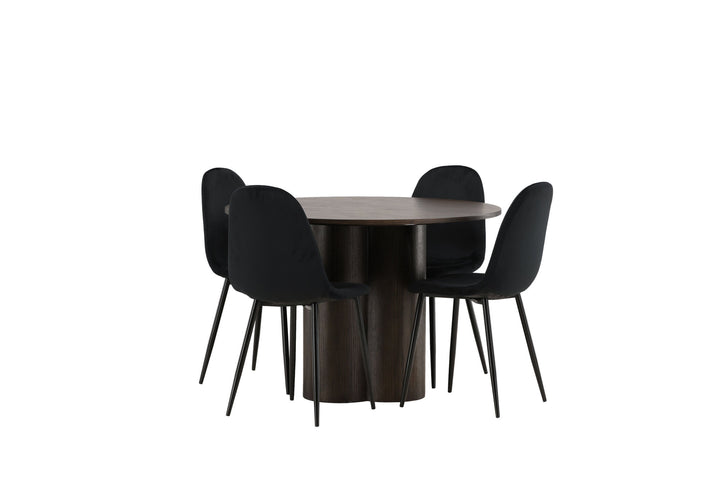 Venture Home OliviaDiningTable-Mocca/MoccaVeneer+PolarDiningChair-Blacklegs/BlackVelvet_4